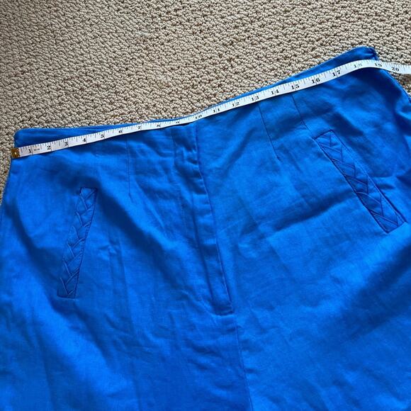 Jason Wu Linen Blend High Waisted Wide Leg Pants, Blue, Size 12, Braided, Flowy - Picture 8 of 11